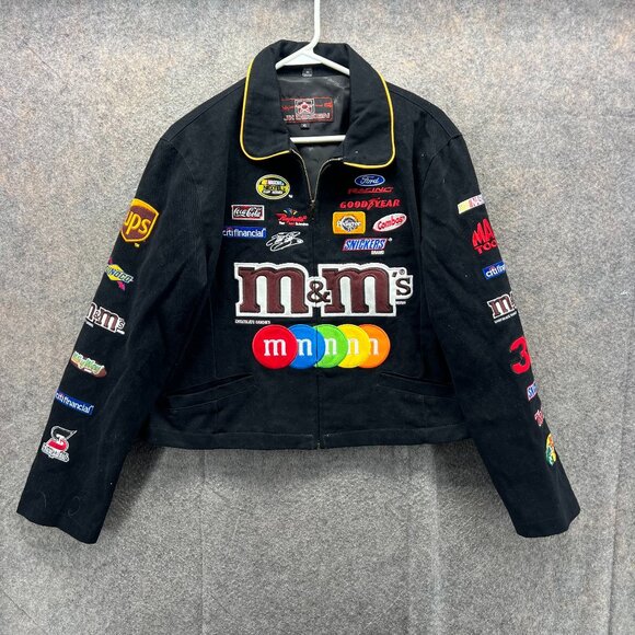NASCAR Racing Jacket Youth XL Black Racing M&M’s Vintage JH Design Elliot Sadler - Picture 1 of 9